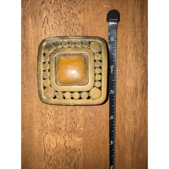 Rich Vintage Character Brass Belt Buckle Artisan Made Brutalist Mid Century - Picture 7 of 8